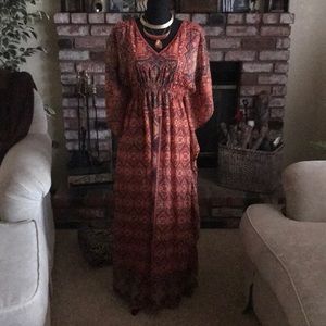 Dashiki/Caftan Orange/Multi-Color Print Dress